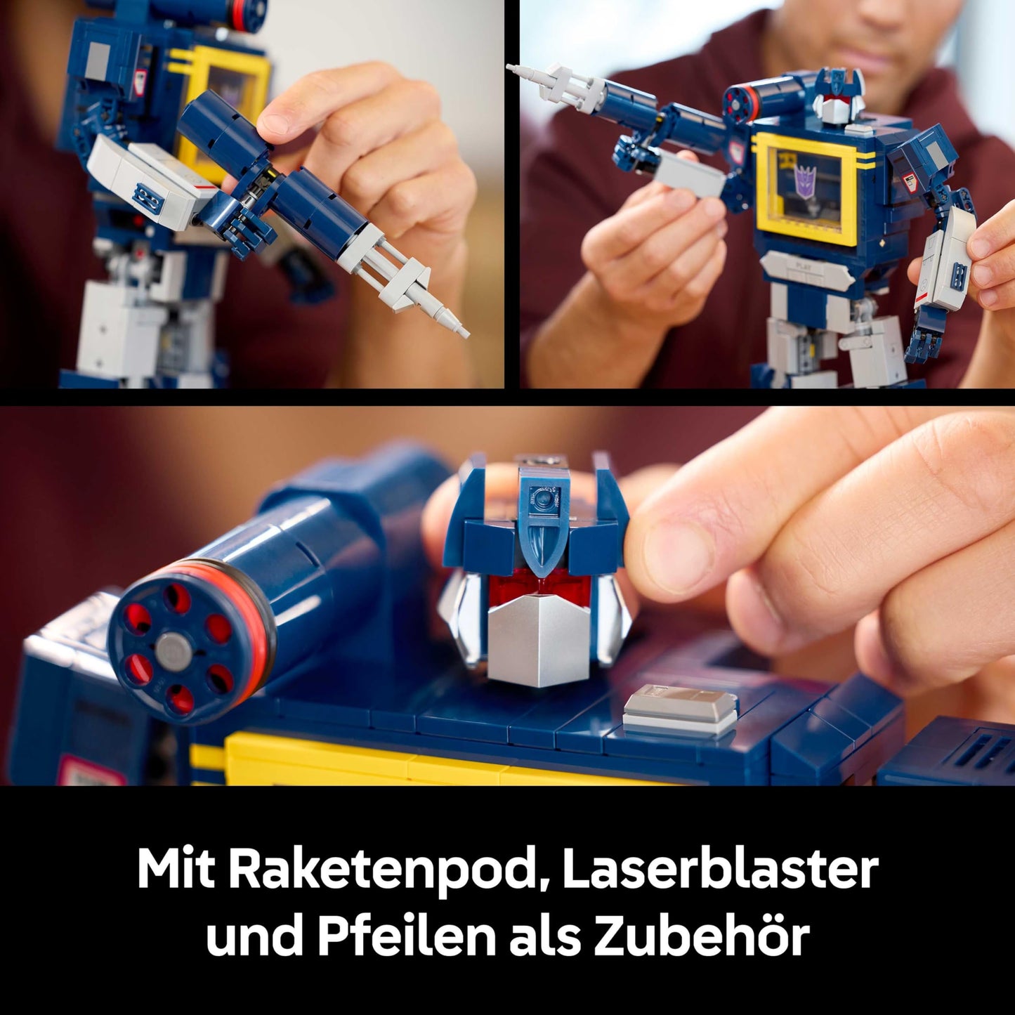LEGO Icons Transformers: Soundwave set for adults - model building with transformable figures including Laserbeak & Ravage and a sound stone - collector's item & gift for fans - 10358
