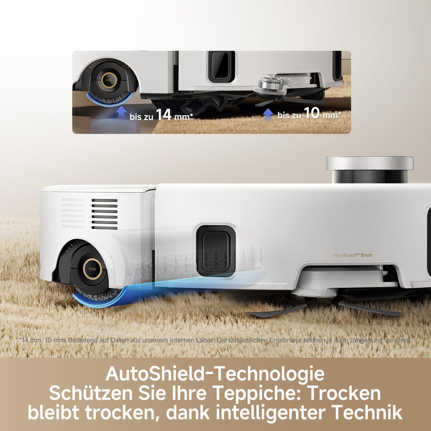 Mova Z60 Ultra Roller standalone vacuum robot, 26,000 Pa suction power, HydroForce wiping, MaxiReach technology, FlexScope radar with lifting function, AutoShield technology, triple anti-tangle. All-in-one station - RLZ73CE