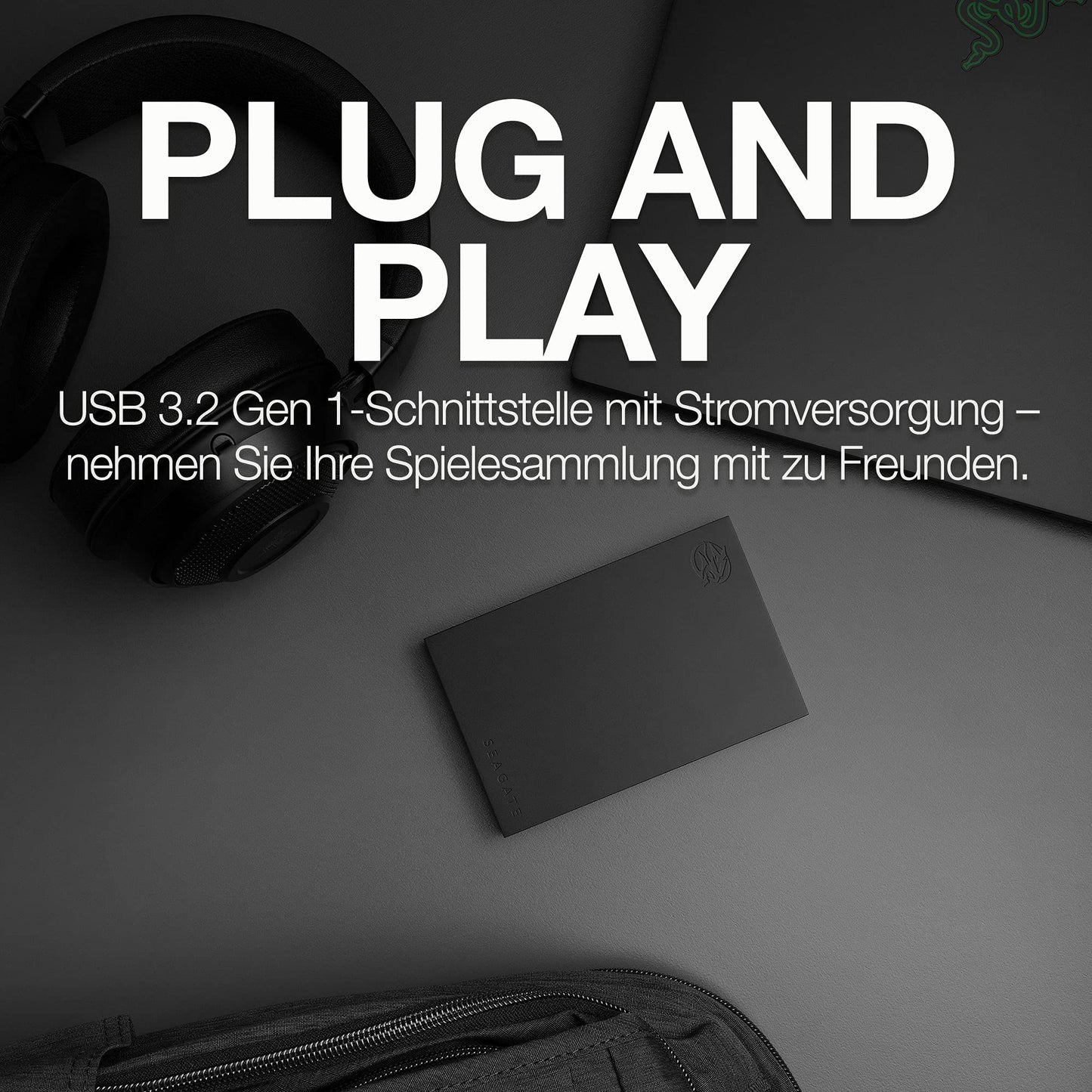 Seagate FireCuda Gaming HDD 1TB, Portable External Hard Drive, PC Gaming, USB 3/2, incl. Data Rescue Service (STKL1000400)