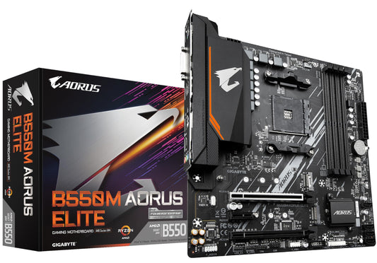 GIGABYTE B550M AORUS Elite Placă de bază – procesoare AMD Ryzen 5000, placă de bază Micro-ATX, VRM cu 5+3 faze, până la 4733 MHz DDR4, PCIe 4.0 + PCIe 3.0 M.2, LAN 1GbE, USB 3.2 Gen 1