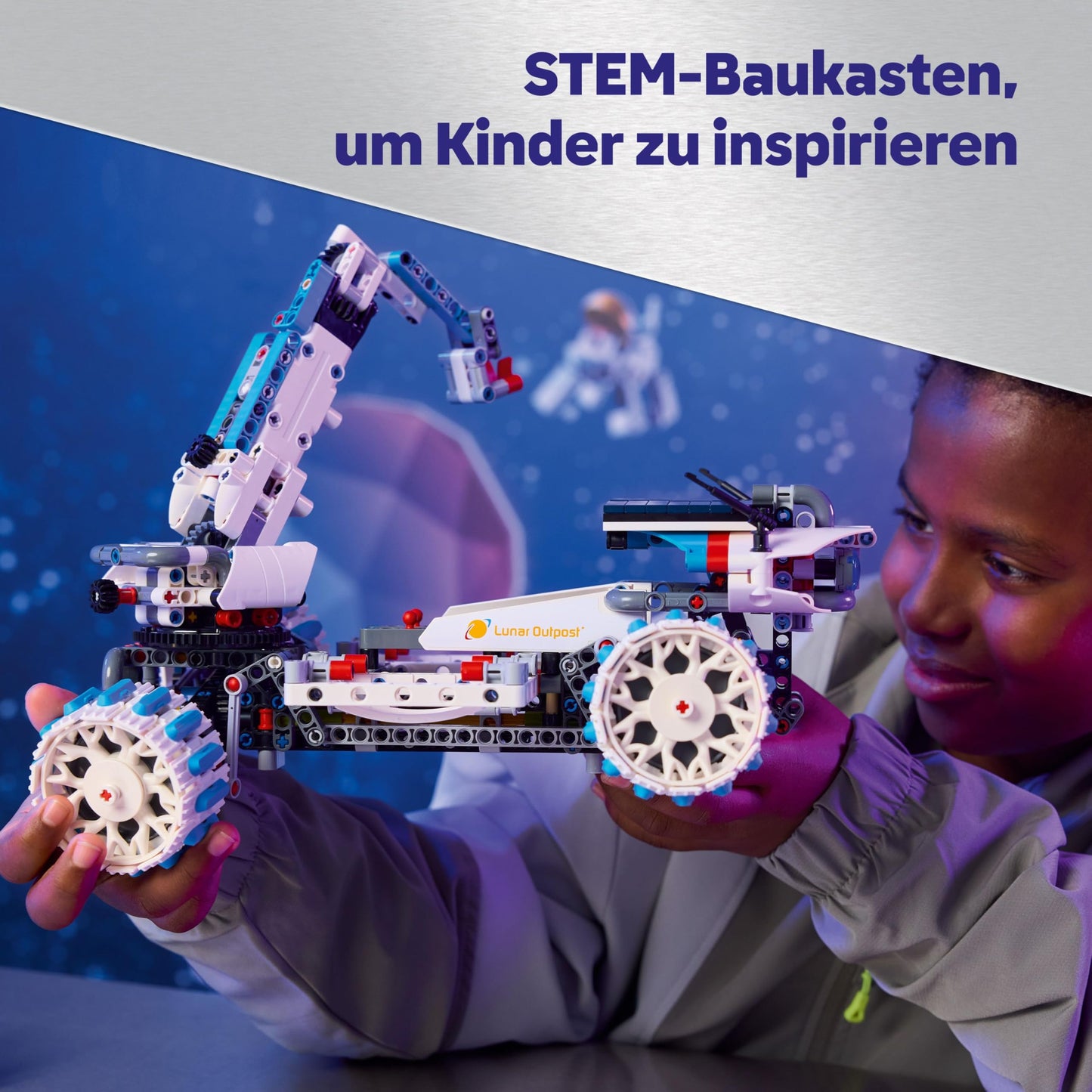 LEGO Technic Lunar Outpost Moon Rover Spacecraft - Interactive Toy - Crane and Solar Panels - Robot Model to Build and Play - Gift for Boys and Girls Ages 10+ 42211