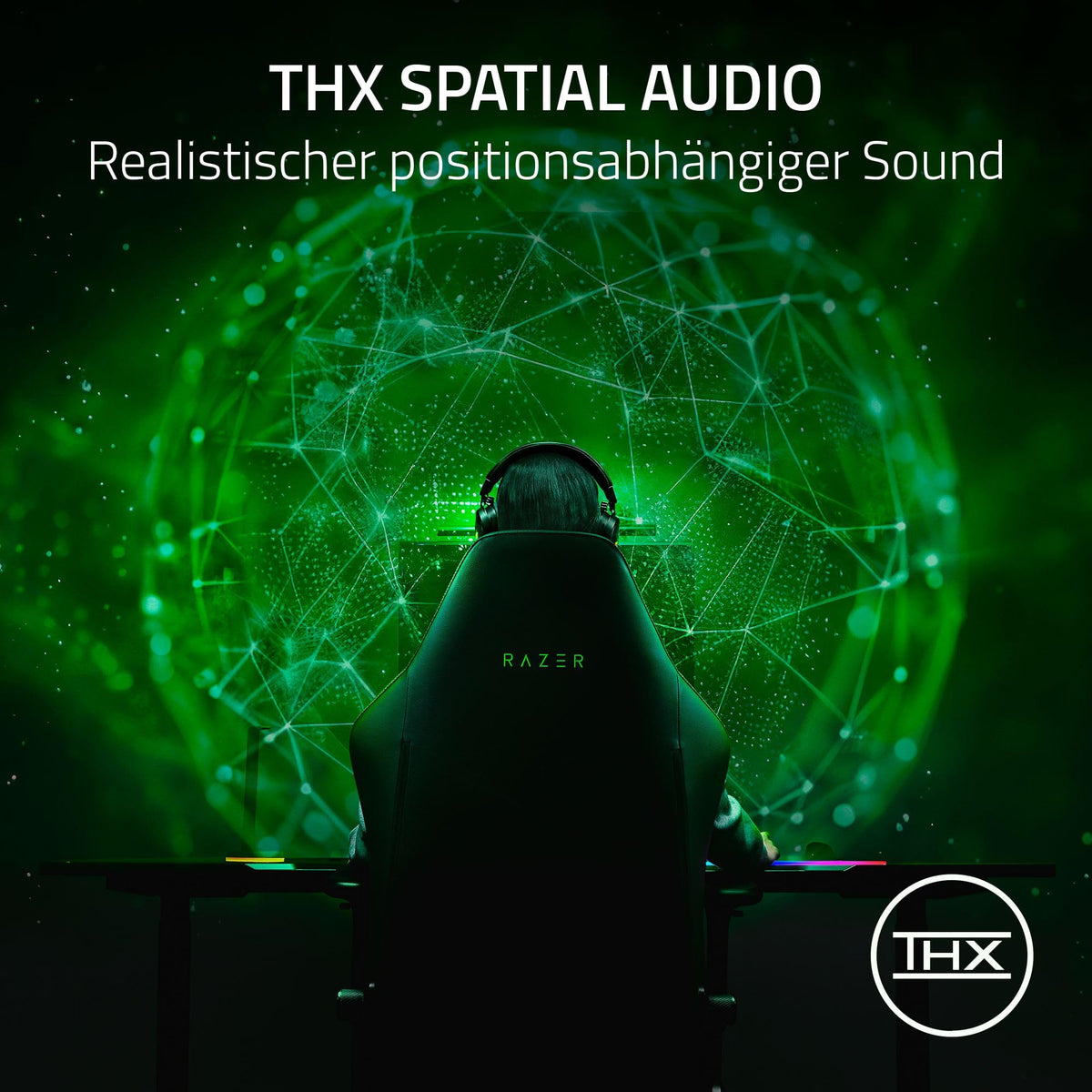 Razer Kraken V4 Pro - Cască de gaming wireless cu Control Hub Sensa HD-Haptik (Control Hub OLED, drivere Triforce de 40mm, HyperSpeed & Bluetooth, THX Spatial Audio, RGB) Negru - RZ04-05160100-R3M1