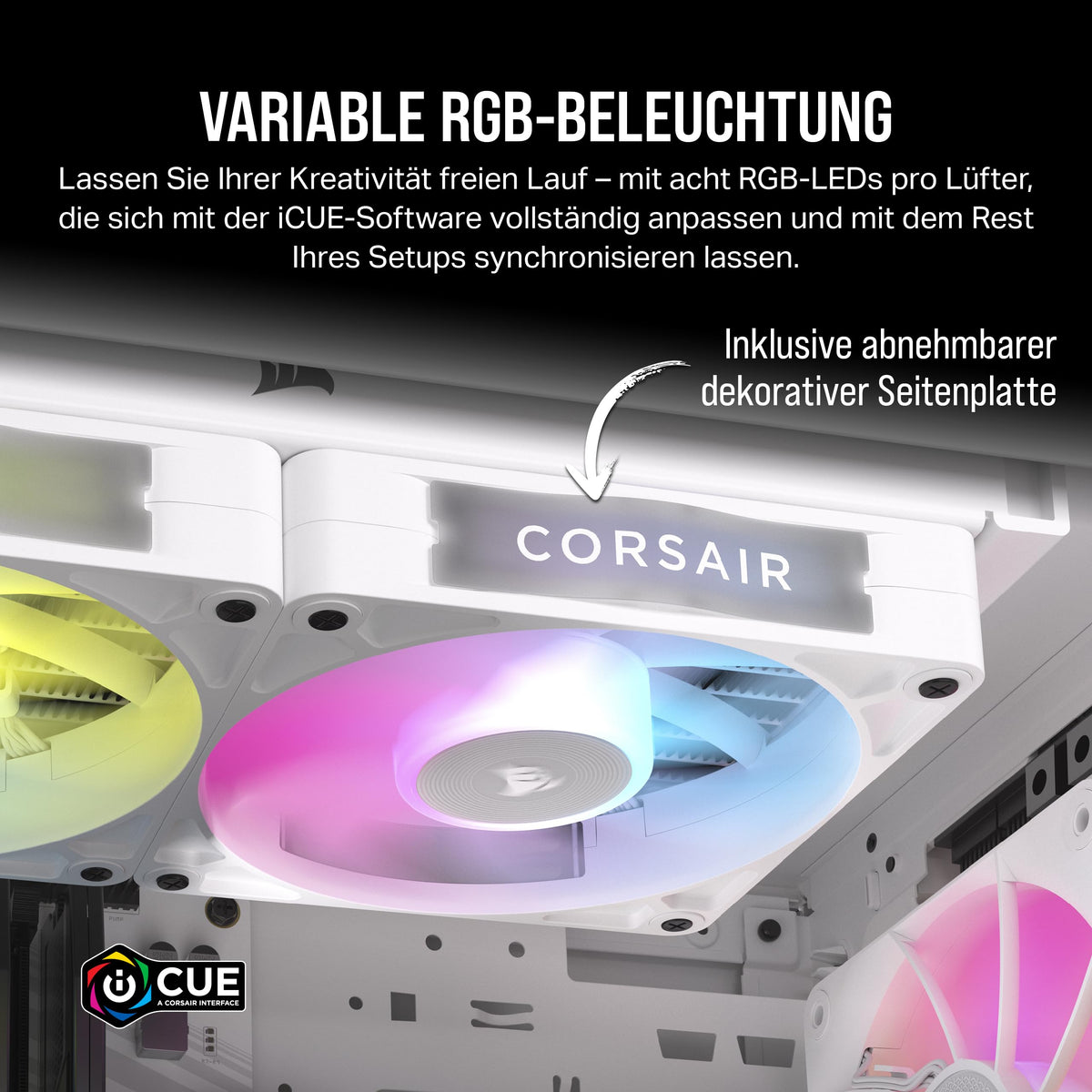 CORSAIR iCUE LINK RX120 RGB 120mm PWM-Lüfters – Pachet de trei, Alb - CO-9051022-WW