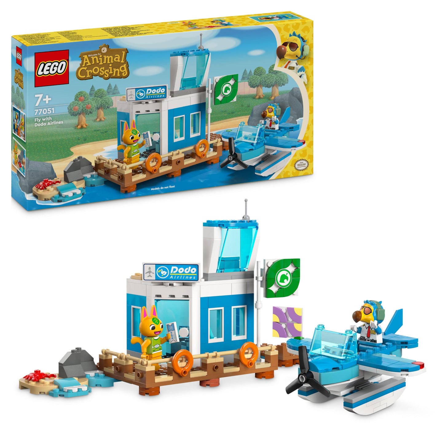 LEGO Animal Crossing Fly with Dodo Airlines Video Game Playset Airport Toy Seaplane and Pilot Minifigure Gift for Girls and Boys Ages 7+ 77051