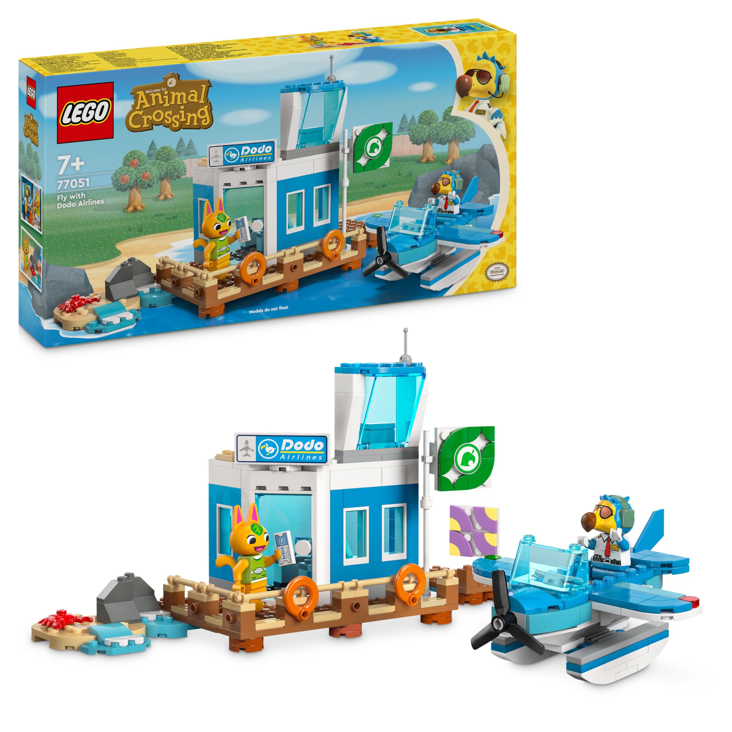 LEGO Animal Crossing Fly with Dodo Airlines Video Game Playset Airport Toy Seaplane and Pilot Minifigure Gift for Girls and Boys Ages 7+ 77051