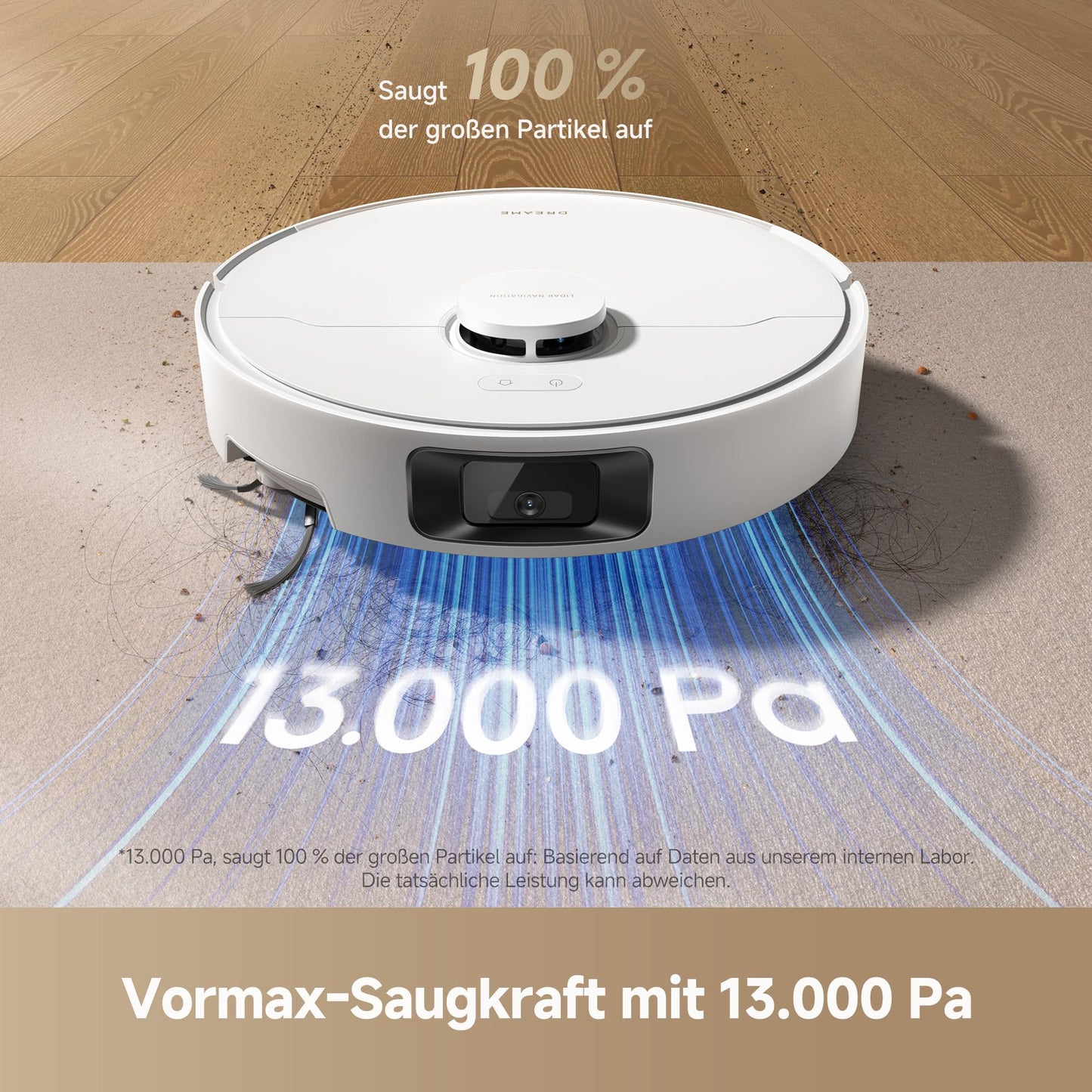 dreame D20 Pro Plus vacuum robot, 13,000 Pa suction power, DuoBrush for animal hair, corner cleaning, self-removal, obstacle prevention. with LDS navigation & laser, vacuums and mops, hard floors & carpets, 5,200 mAh battery - ‎RLD43SD
