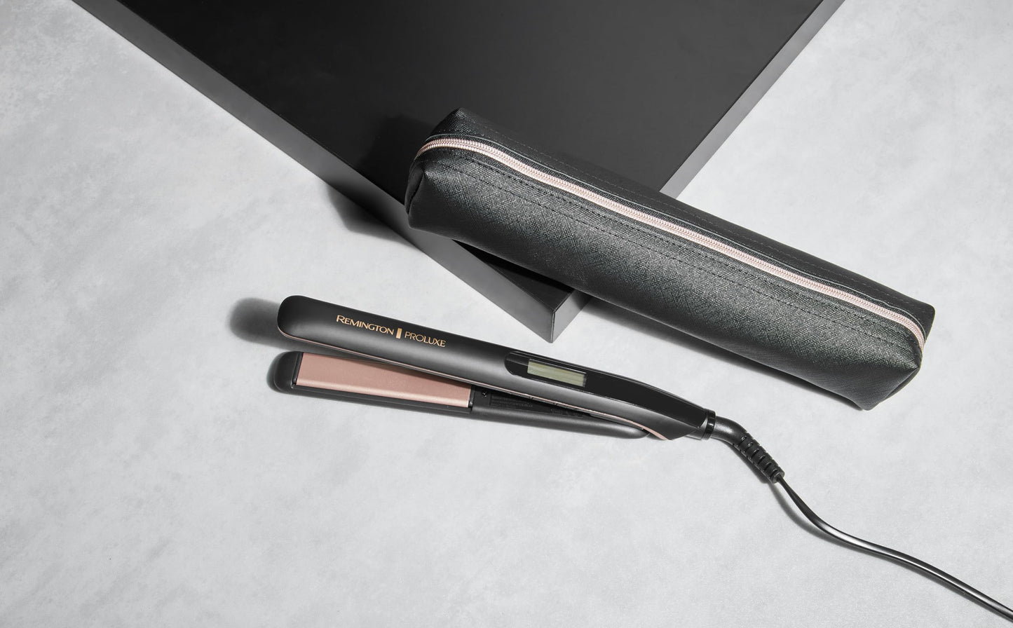 Remington straightening iron [OPTIheat technology for long-lasting styling results] PROluxe Midnight (150-230°C, 110mm long ceramic styling plates, digital display, quick heating) hair straightener S9100B