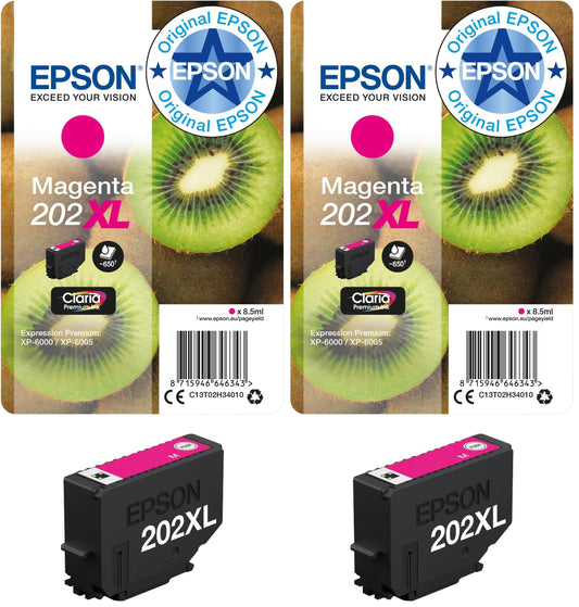 Epson EP64634 Original 202XL Ink Kiwi (XP-6000, XP-6005, XP-6100, XP-6105), Magenta (Pack of 2)
