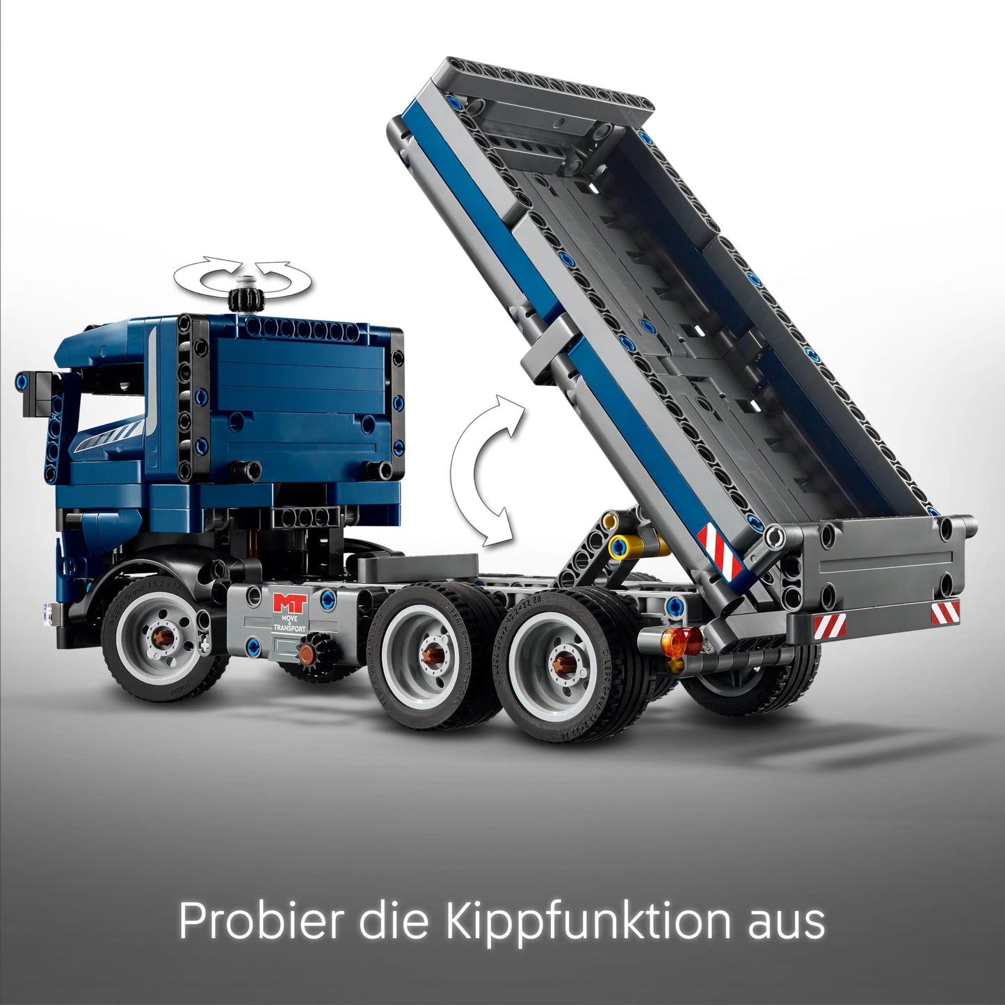 LEGO Technic dump truck toy with steering and movable dump body - blue construction vehicle - gift idea for a birthday or the holidays - building set for boys and girls aged 9 and up 42203