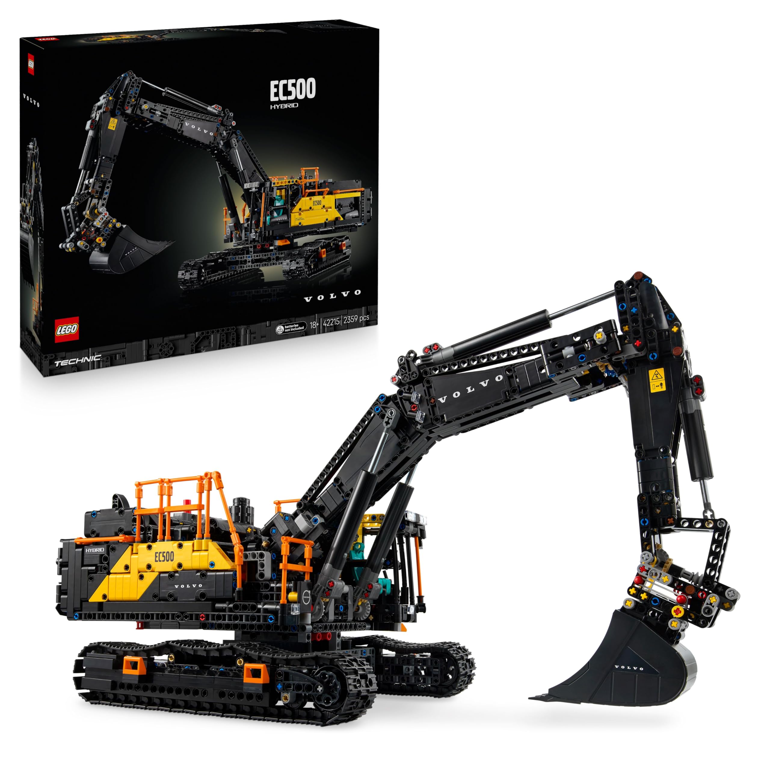 LEGO Technic Volvo EC500 Hybrid Excavator - Motorized Toy Car Model for Adults with Moving Boom, Chain Drive and Interchangeable Hammer and Shovel - Gift Idea - 42215