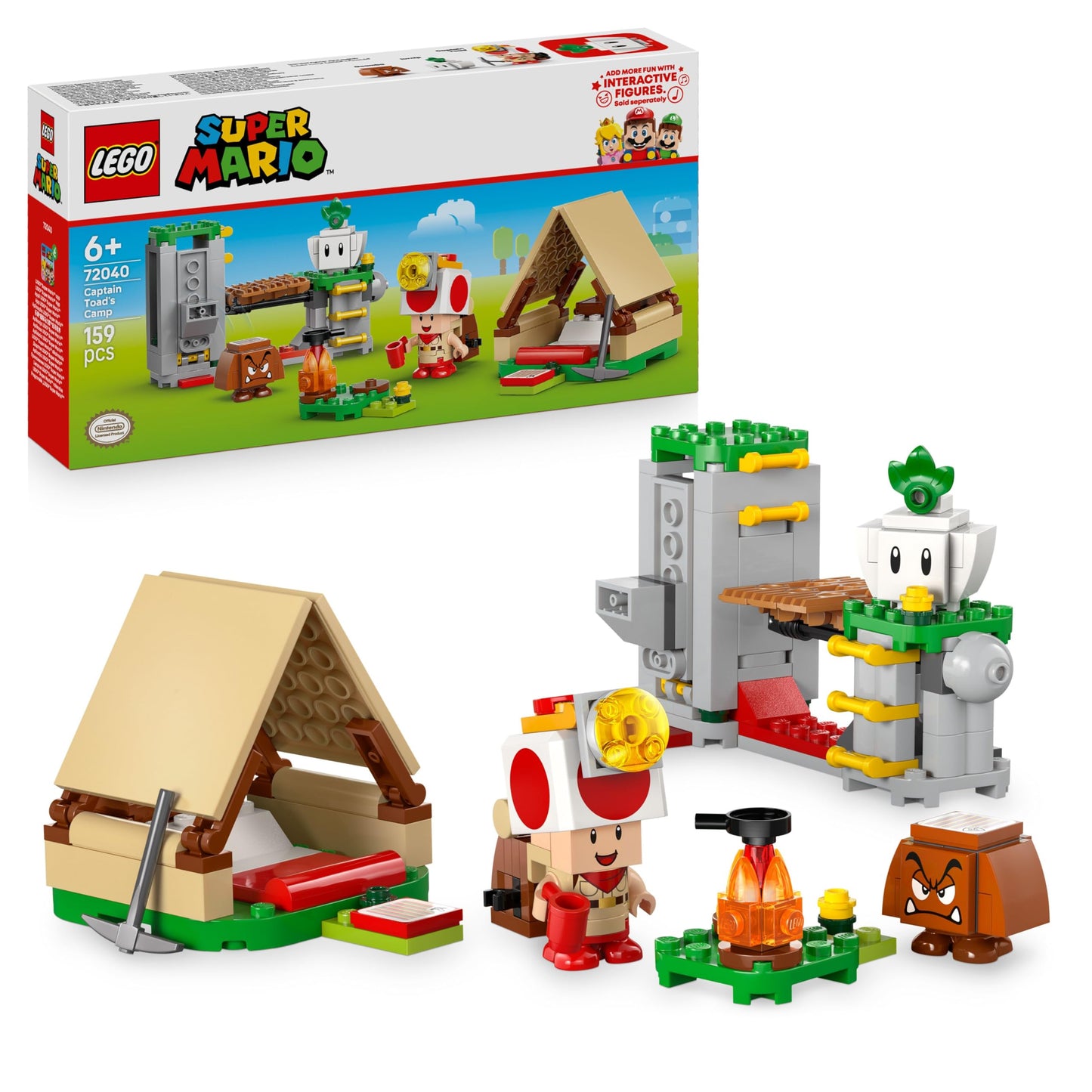 LEGO Super Mario Captain Toad Camp - Interactive toy with 3 figures - Goomba, tent and collapsing bridge - children's souvenir - play set - gamer gift for boys and girls aged 6 and over - 72040