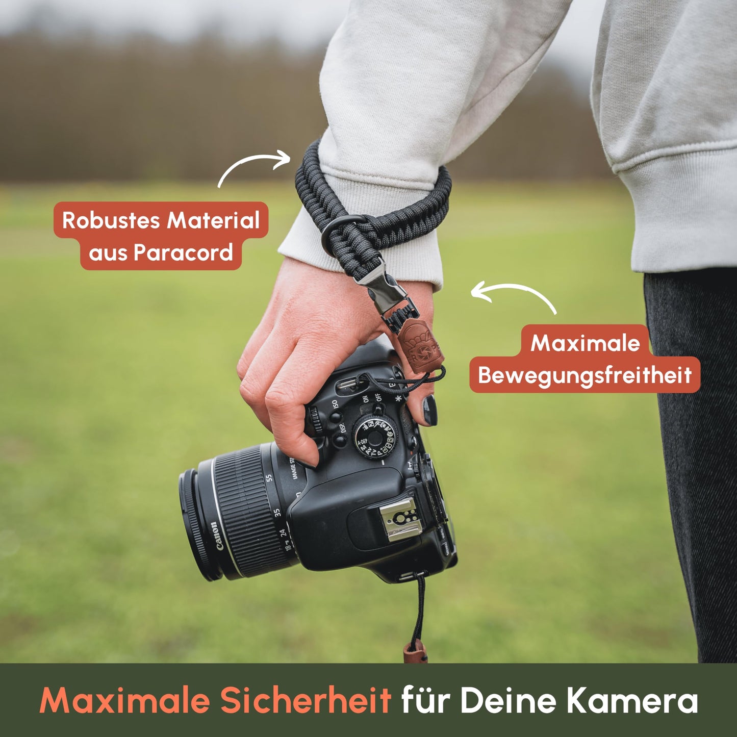 C-Rope camera hand strap The Claw made of hand-woven paracord. Camera strap with quick release system (Silent Black) - CRP-CLW-030-BLK