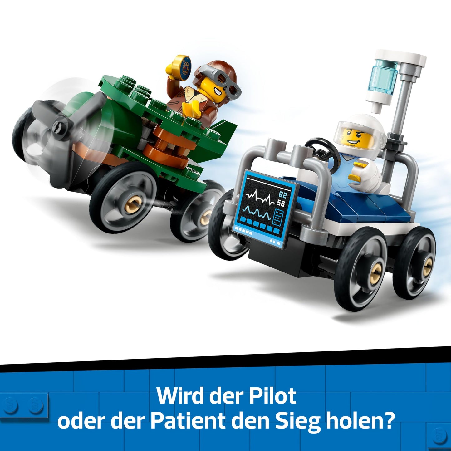 LEGO City Airplane vs. Hospital Bed Racing Car Set - Soap Box Toy for Boys and Girls Ages 5 and Up - Building Set with 2 Minifigures - Birthday & Holiday Gift 60459