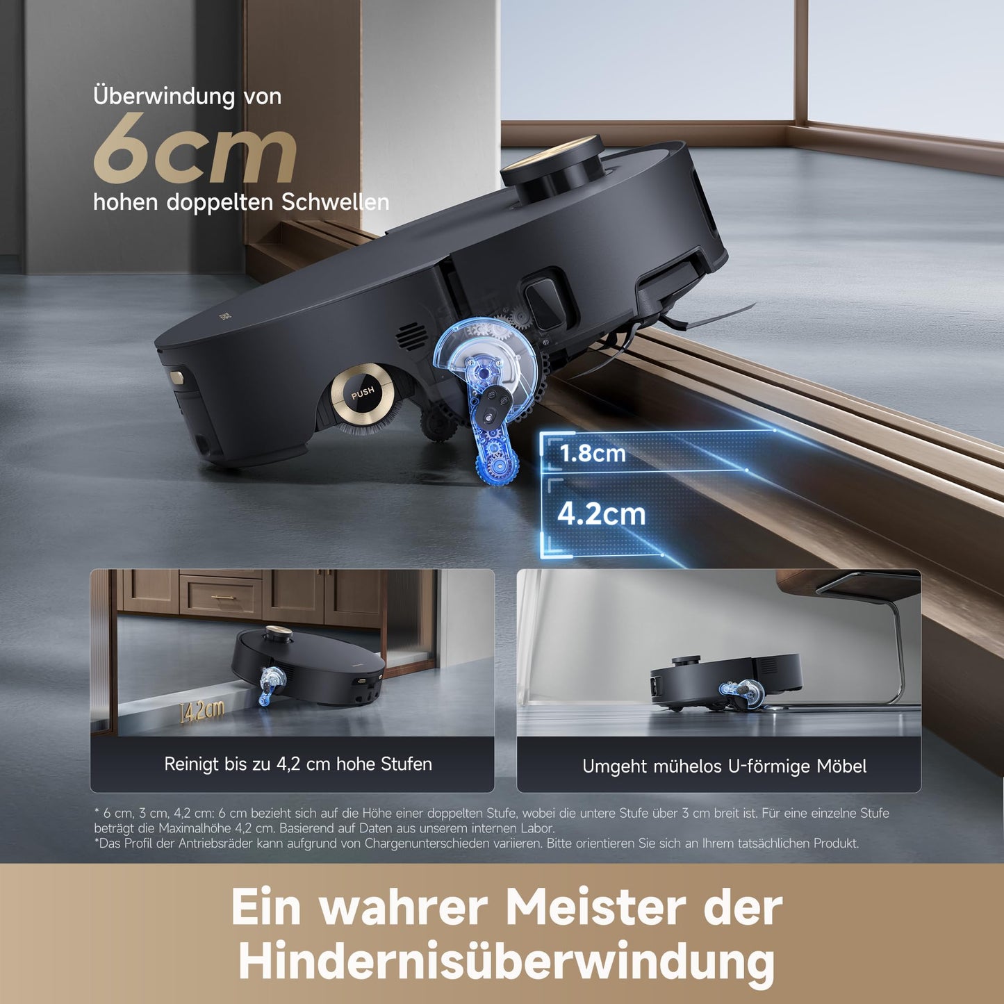 dreame Aqua10 roller vacuum robot with AquaRoll wiper, carpet protection roller cover, 6 cm obstacle clearance, automatic emptying, self-cleaning, suction power of 30,000 Pa - RLH31CE