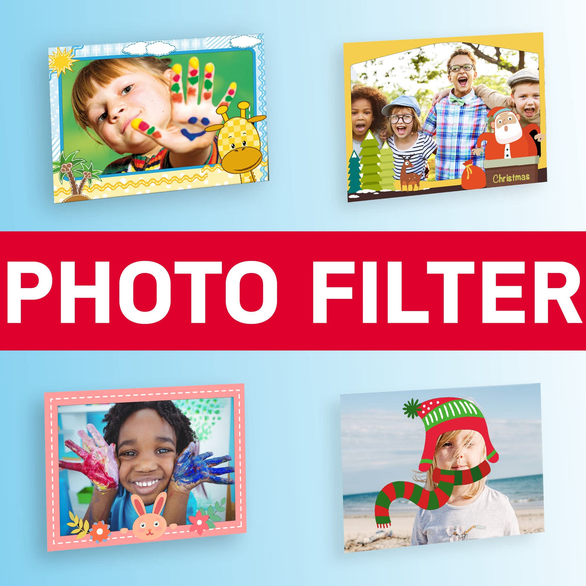 AGFA Photo Realikids Instant Cam + 1 Micro-SD Card 32 GB + 3 Rolls of Thermal Paper ATP3WH – Instant camera for kids, 2.4-inch LCD display, selfie mirror, and photo filters – Blue