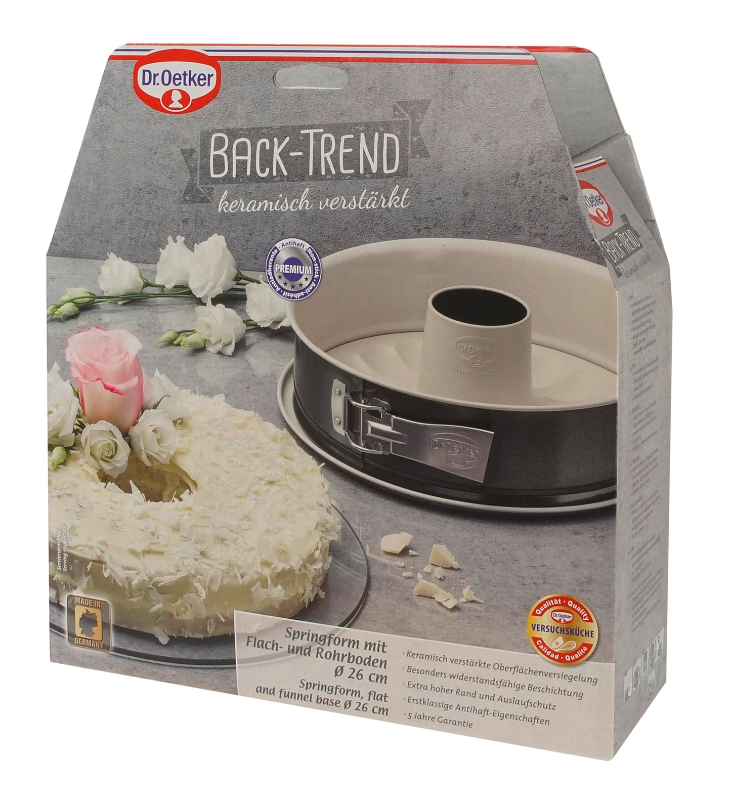 Dr. Oetker springform pan with flat and tube base Ø 26 cm Baking Trend – baking pan with ceramic-reinforced non-stick coating, extra high edge, heat-resistant up to 230°C, leak-proof - 4851