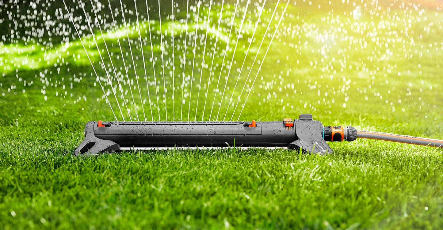 Gardena square sprinkler AquaZoom L: sprinkler for irrigating areas of 28-350 m², range 7-21 m, blasting distance 4-17 m, integrated metal filter (18714-88) - 20570-81.000.00