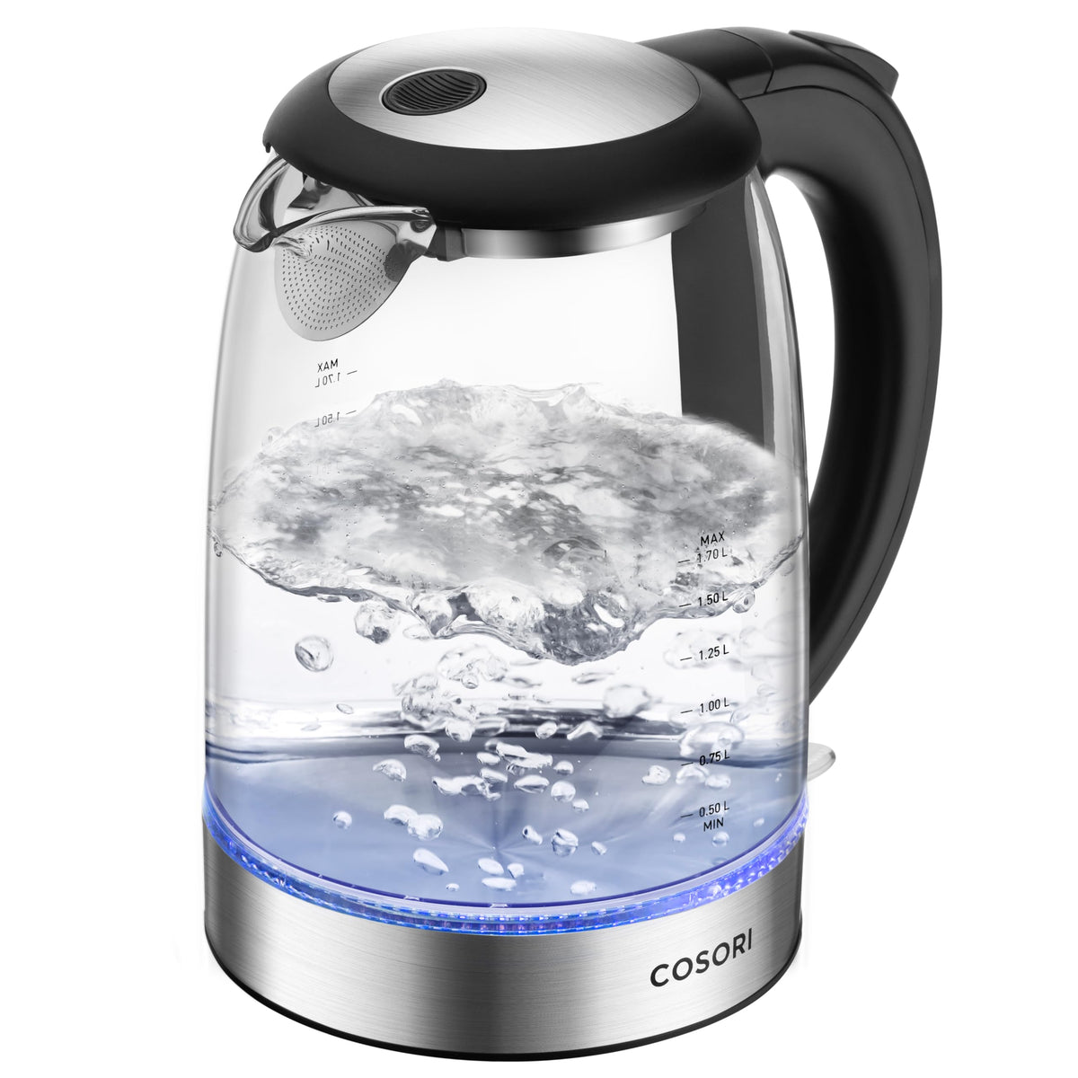 Cosori Fierbător de apă din sticlă, fără contact cu plasticul, ideal pentru ceai, 1,7 L - GK151-CO