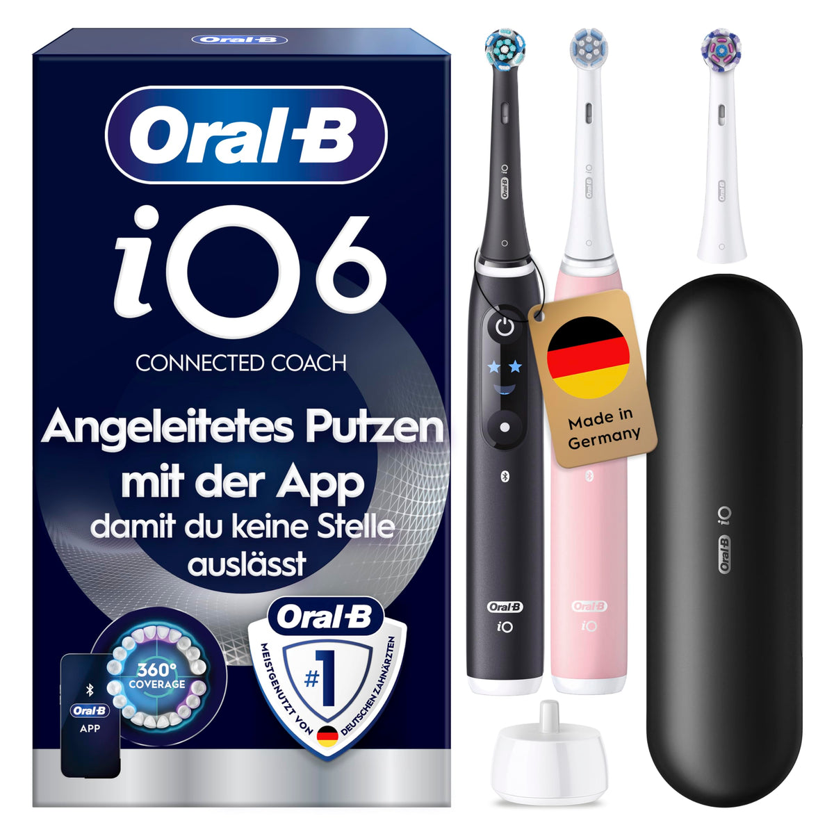Periuță de dinți electrică Oral-B iO Series 6, pachet dublu, negru/roz - 8006530021838