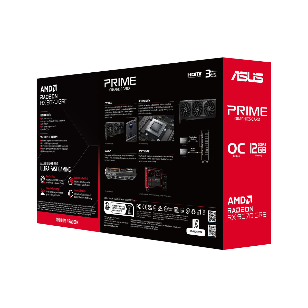 ASUS Prime Radeon RX 9070 GRE OC Edition Gaming Graphics Card - 90YV0PP0-M0NA00