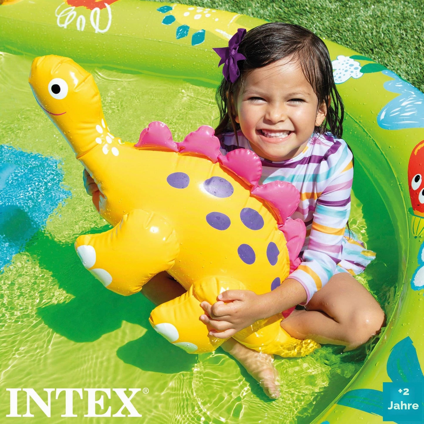 Intex 57166NP Playground Small Dino Dinausore Inflatable Playfield, Multicolored