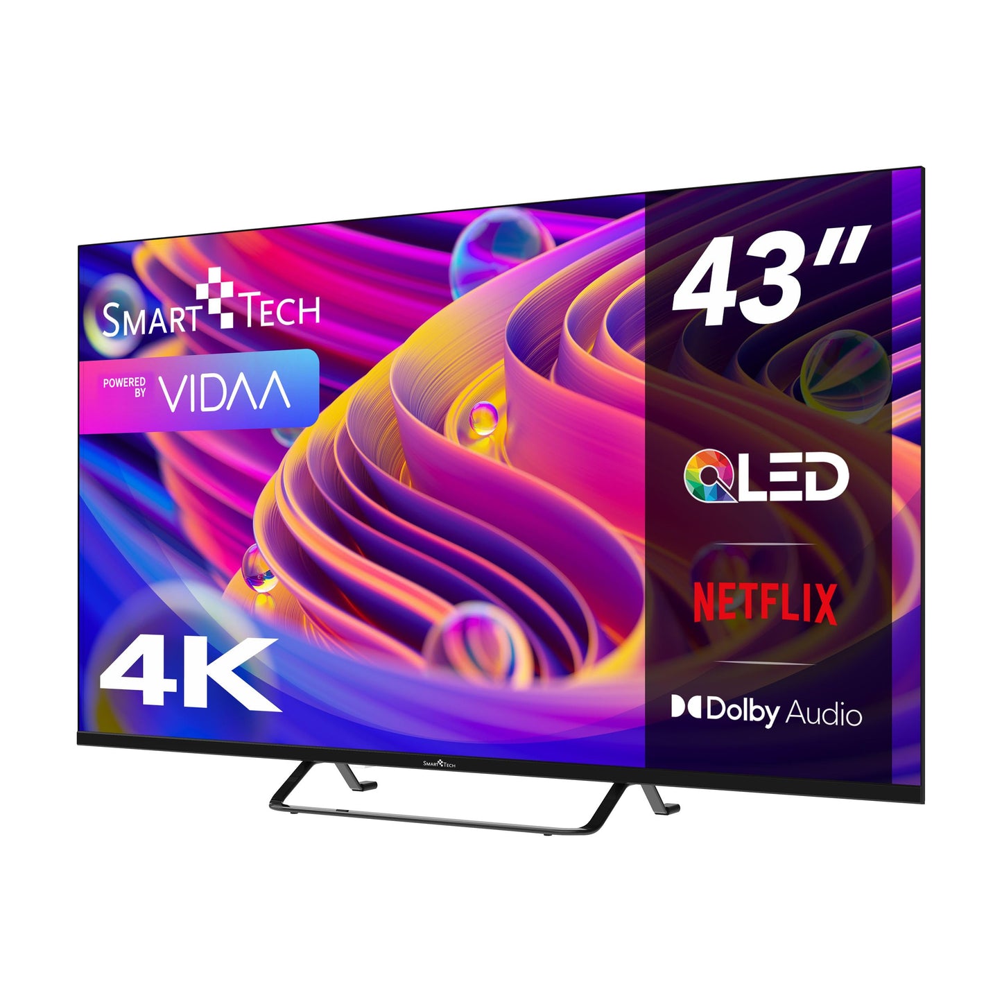 Smart Tech 43QV02V QLED TV 43 inch Smart TV VIDAA - HDR TV with 4K UHD resolution, Bluetooth and triple tuner (2026)