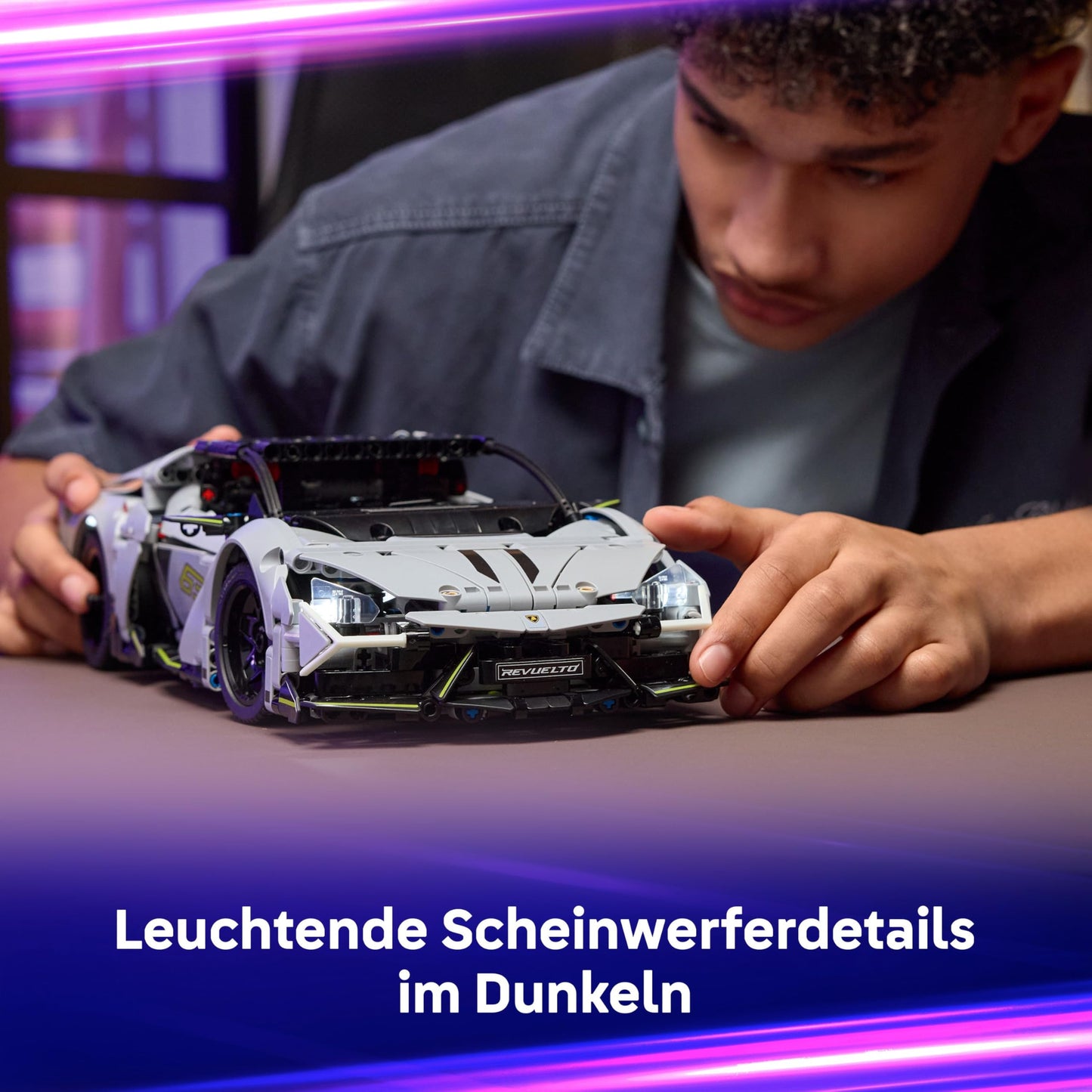 LEGO Technic Lamborghini Revuelto super sports car toy - remote control car model with light functions, steering and rechargeable battery hub - gift for boys aged 10 and over - 42214