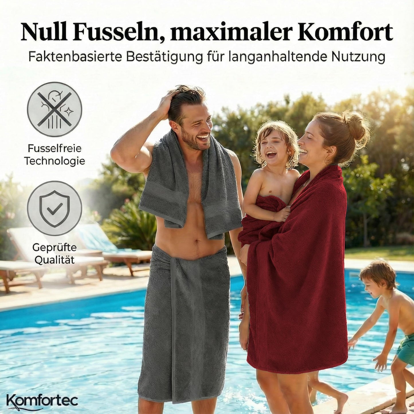 Komfortec set of 8 towels, 4 bath towels 70x140 cm & 4 hand towels 50x100 cm, 100% cotton terry cloth, fluffy and absorbent, anthracite gray/aurora red - 4er-50x100-und-4er-70x140-anth-arot