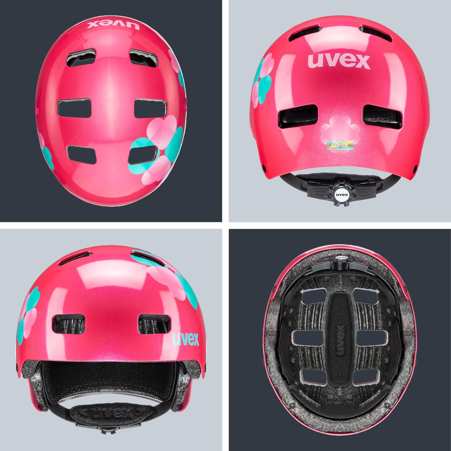 uvex Kid 3 children's bicycle helmet, pink flower, 55-58 cm - S4148193317