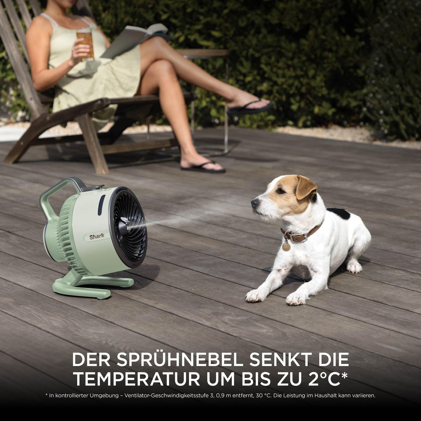 Shark FlexBreeze HydroGo Powerful Mist Fan, Indoor & Outdoor Cooling, Quiet & Durable, Wired & Wireless, Compact & Lightweight, 5 Speeds, Mint FA050EUGN