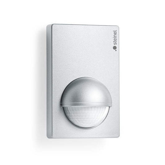 Steinel motion detector IS 180-2 silver, 180° infrared motion sensor, twilight sensor for indoor and outdoor use, (W x H) 76 mm x 120 mm - 603618