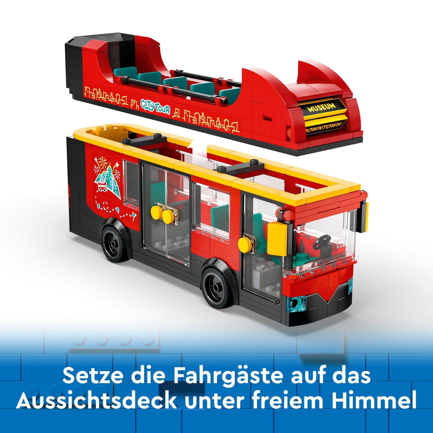 LEGO City Red Double-Decker Sightseeing Bus Toy, Red Vehicle for 7 Plus Year Old Boys & Girls, Creative Set with 5 Minifigures Including a Baby and Buggy, Birthday Gift Idea 60407