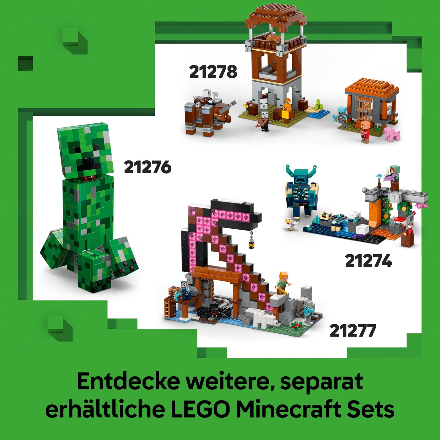 LEGO Minecraft 2in1 The Enderman Tower - Modular gaming toy - Can be converted into 2 fortresses - With 4 minifigures to collect - Gamer gift for boys and girls aged 9 and up - 21279