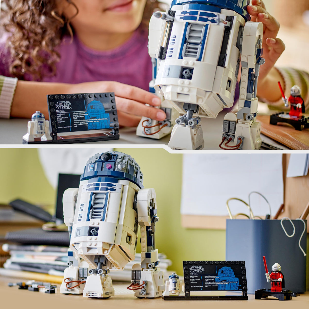 LEGO Star Wars 75379 R2-D2 Jucărie – Figură de expus cu cap rotativ, periscop și unelte, inclusiv figura minifigură Darth Malak – Cadou pentru băieți de la 10 ani și adulți