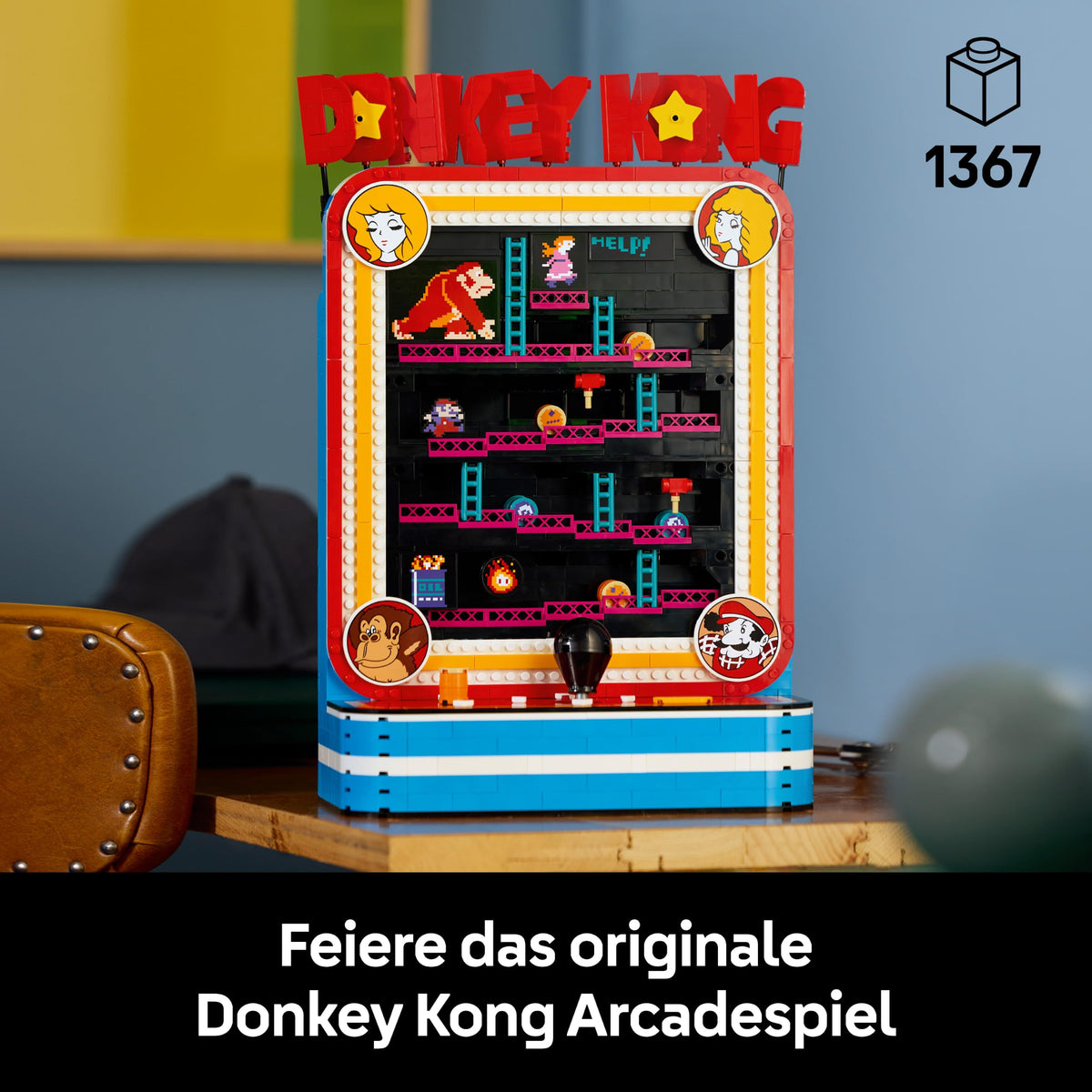 LEGO Super Mario Donkey Kong Arcade - Interactive 3D model building for adults with joystick and barrels for retro room decoration - Collectible gaming fan item - Gift for gamers aged 18 and over - 72051