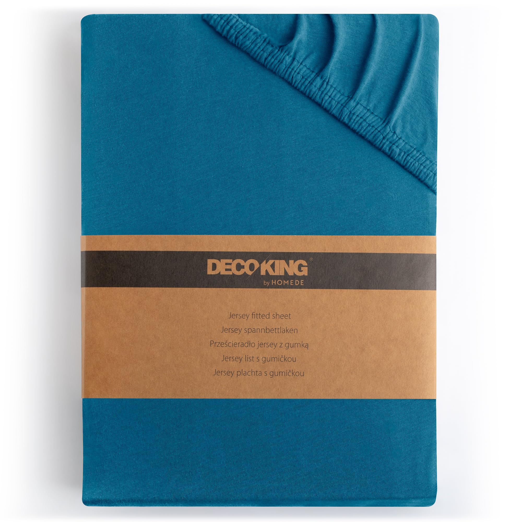 DecoKing cearșaf cu elastic 200x220 220x240 cm 100% bumbac pieptănat albastru cearșafuri cu elastic jersey pat cu somieră box spring chihlimbar 200 x 220 220 x 240 - Chihlimbar