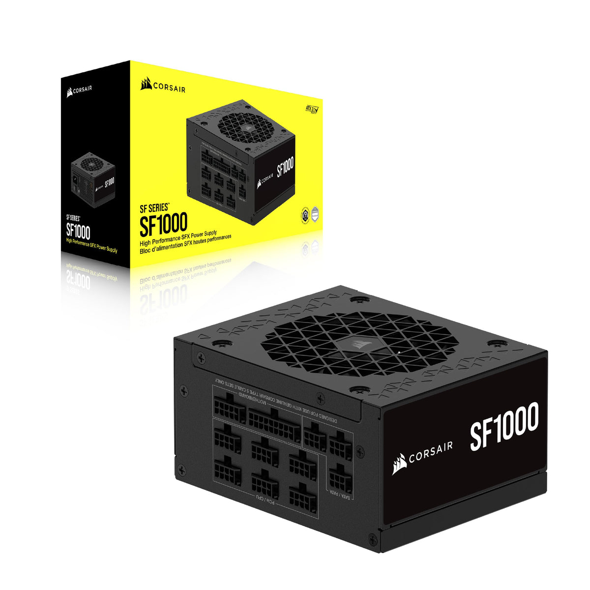 CORSAIR SF1000 (2024) Fully Modular Quiet 80 Plus Platinum ATX Power Supply – ATX 3.1 Compatible – PCIe 5.1 Ready – SFX-to-ATX Bracket Included – Black - CP-9020257-EU
