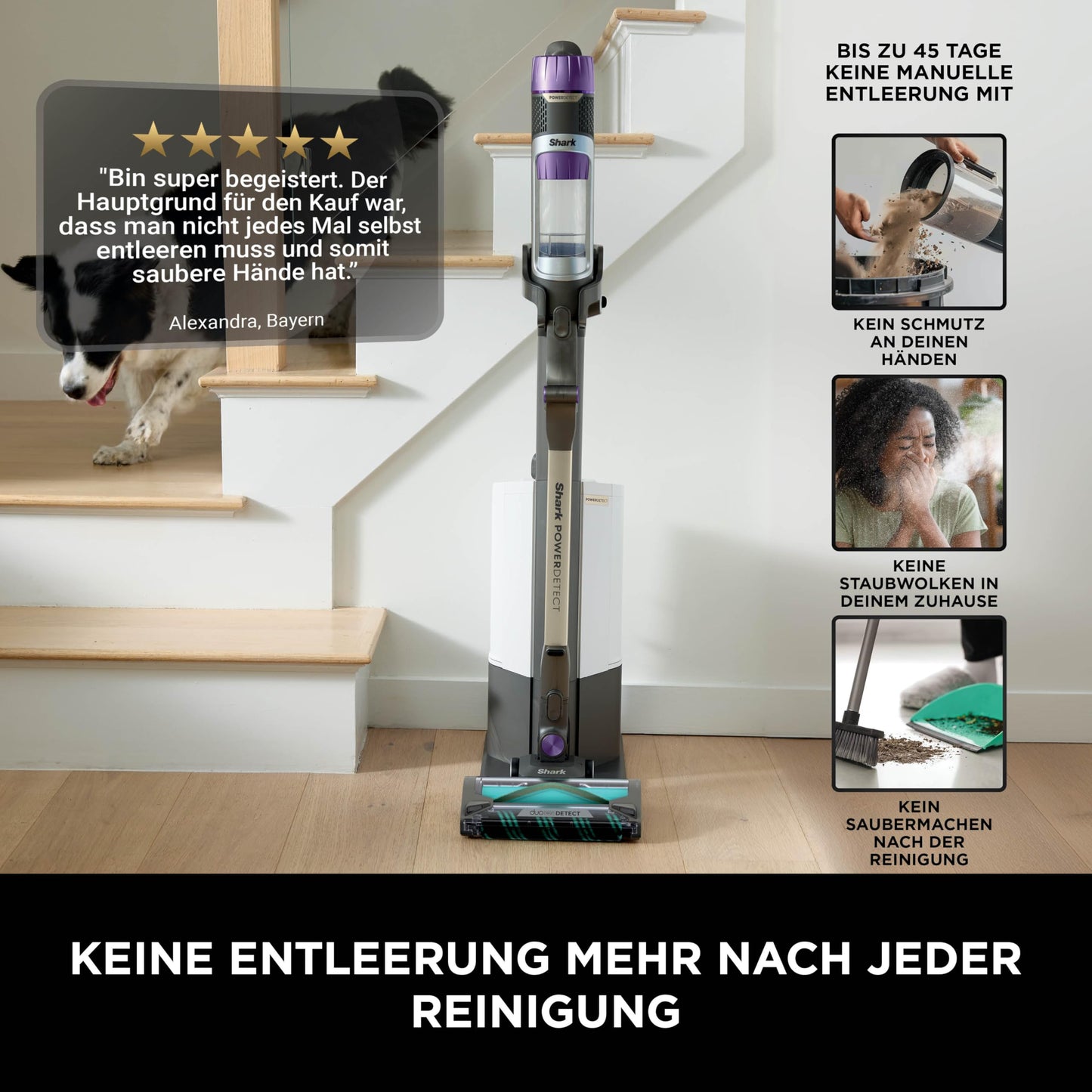 Shark PowerDetect Clean & Empty Cordless Vacuum Cleaner for Pet Owners, DuoClean Detect, Reverse Clean, Anti Hair Wrap Plus, Anti Odor, Pet, Crevice & Multi-Surface Attachment, Gray IP3251AMZEUT