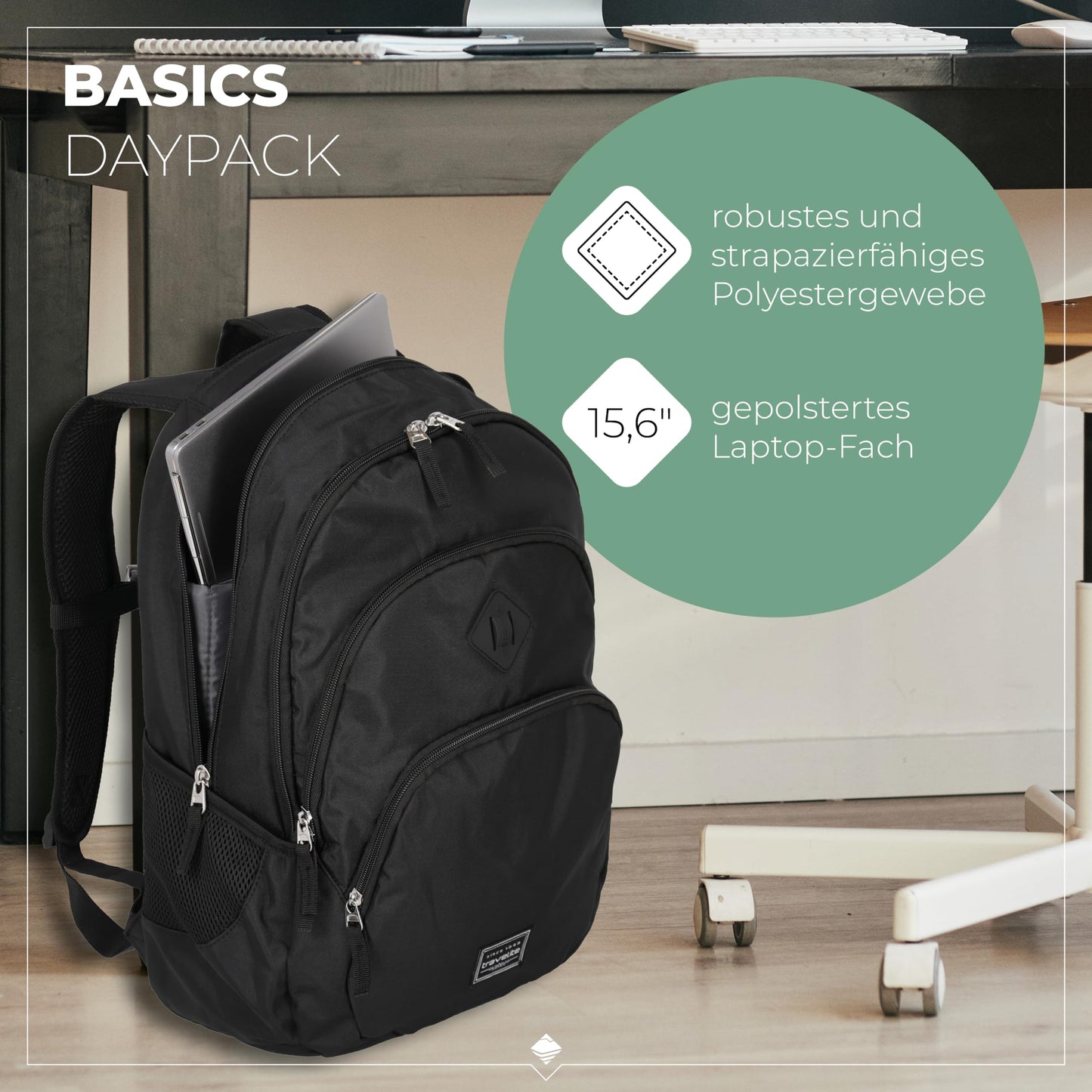 Travelite Basics Backpack - Laptop 15.6 inch, hand luggage, 45 cm, 22 liters - 096308-01