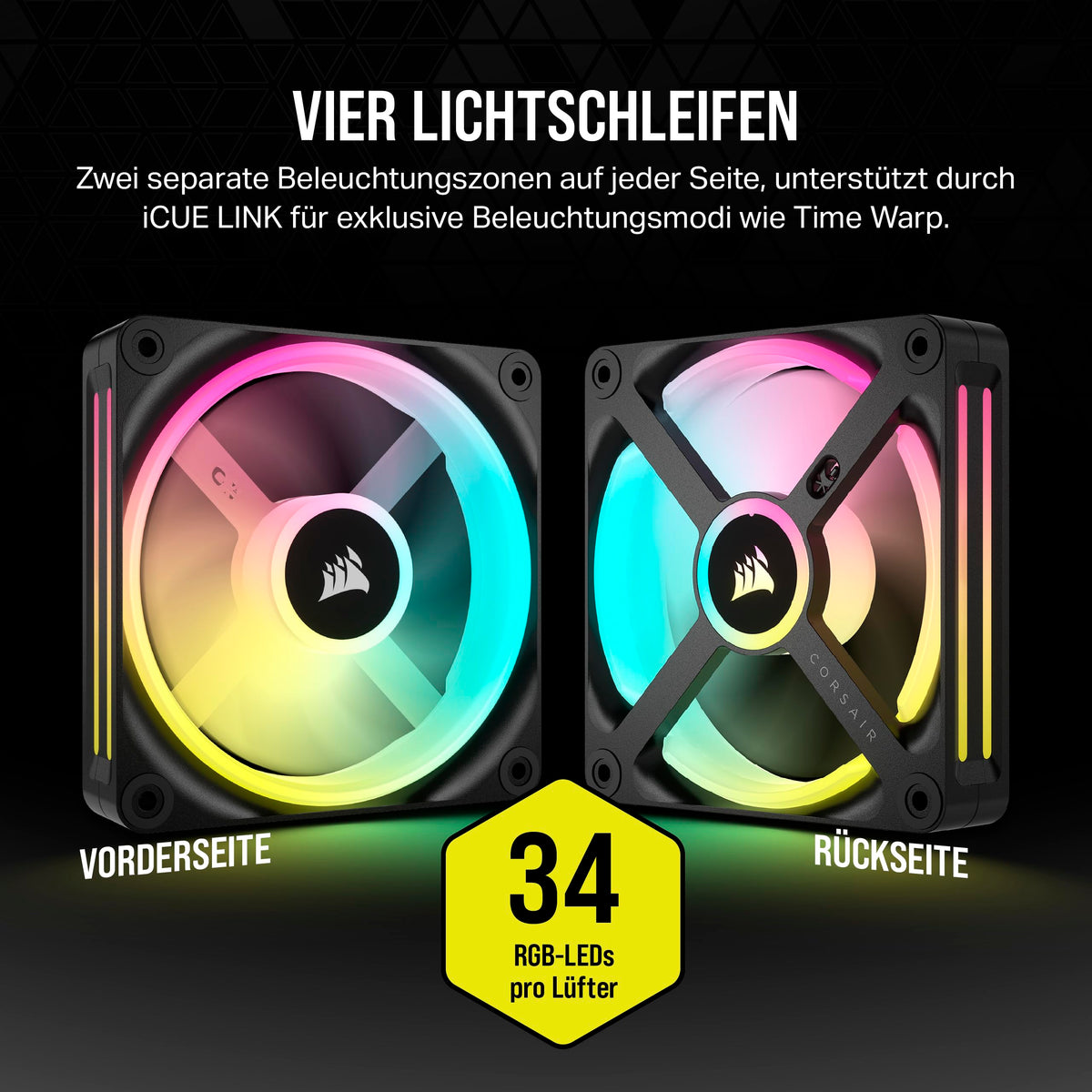Corsair iCUE LINK QX120 RGB 120mm Magnetic Dome RGB Fan - Black - CO-9051001-WW
