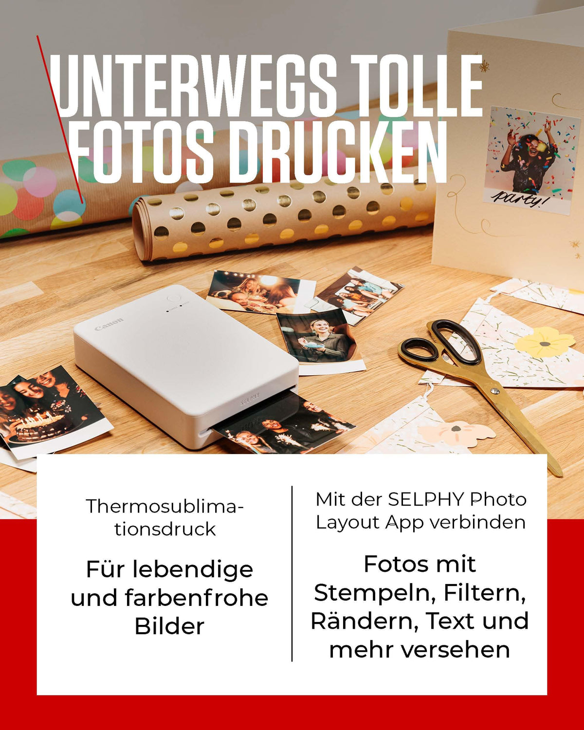 Canon SELPHY QX20 Mini Photo Printer Mobile, Stickers, 100-Year Stability - QX20-GY
