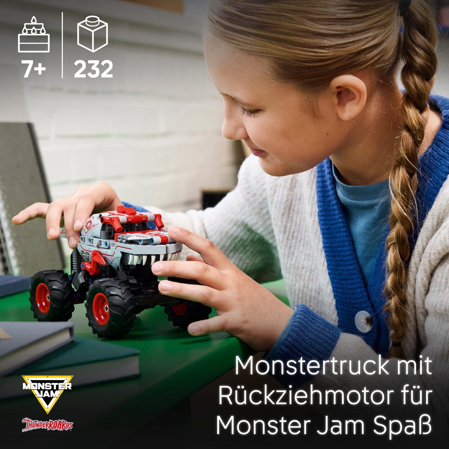 LEGO Technic Monster Jam ThunderROARus, Pull-Back Toy Monster Truck, Building Toy for Kids, Gift for Boys and Girls Ages 7 and Up 42200