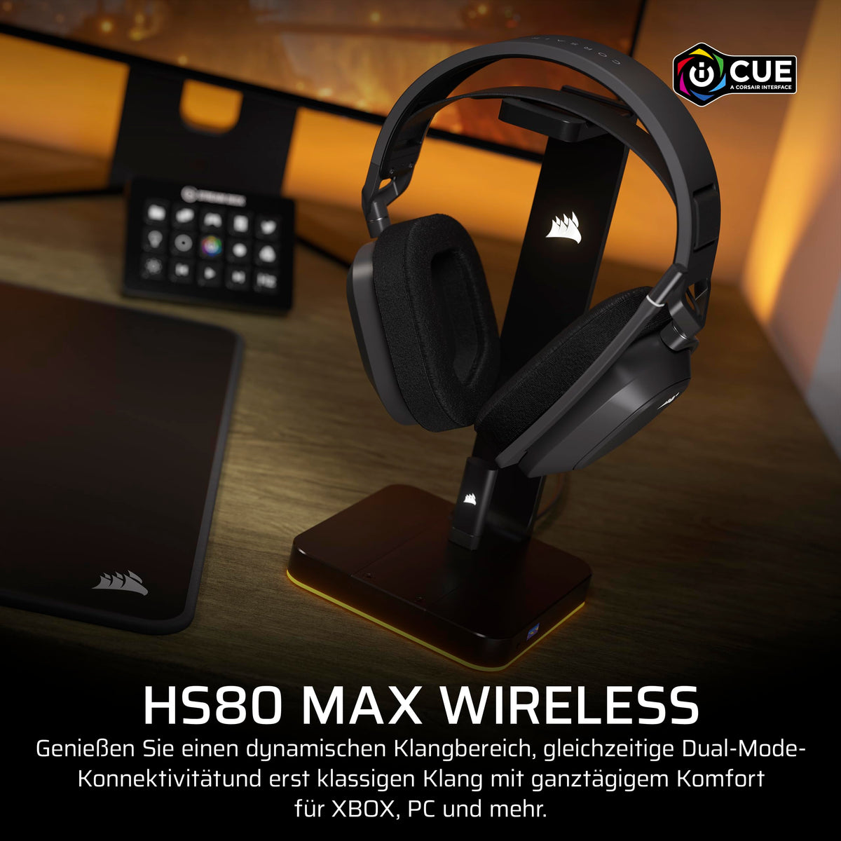 Corsair HS80 MAX Wireless Xbox-Gaming-Headset cu Bluetooth – Gri metalic - CA-9011387-WW