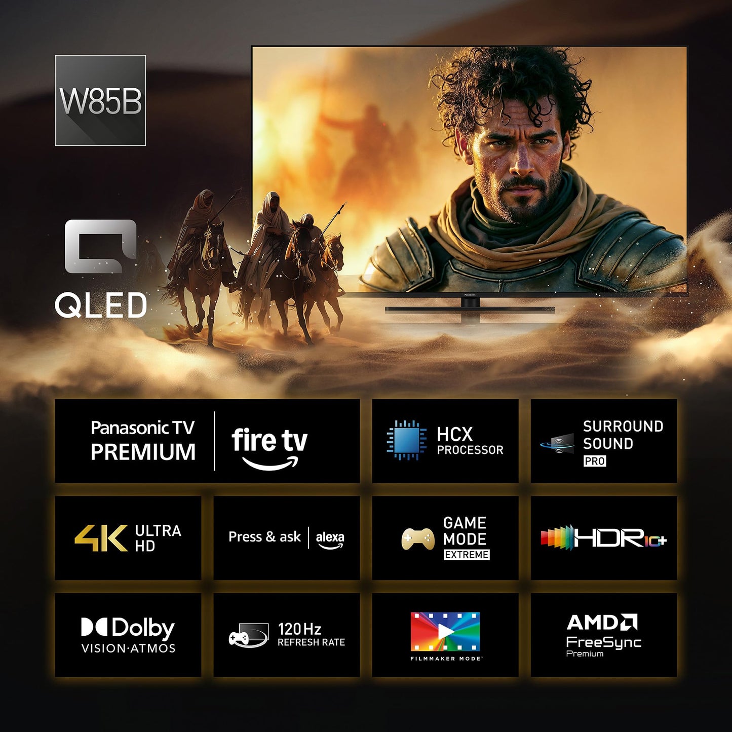 Panasonic Premium TV-55W85BEZC, 55 inch television 4K Ultra HD QLED, Fire TV