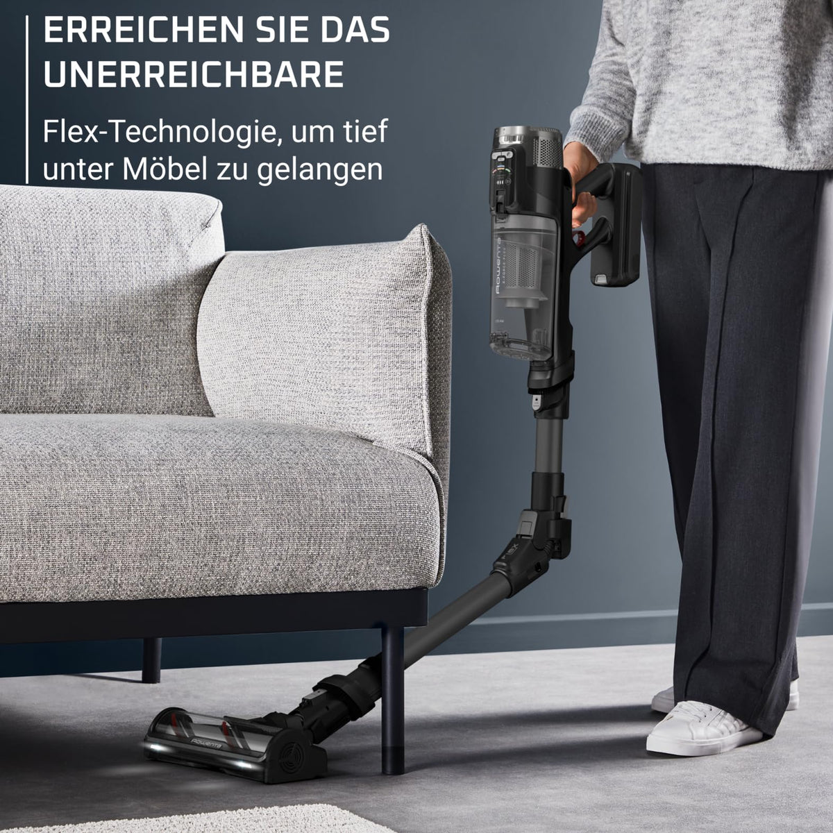 Rowenta X-Force Flex 12.60 Neo cordless vacuum cleaner, weighing only 1.6 kg as a handheld vacuum, 150 Air Watts, 60 minutes of runtime, flexible hose, digital control display, LED lighting, Black, RH9L55E0