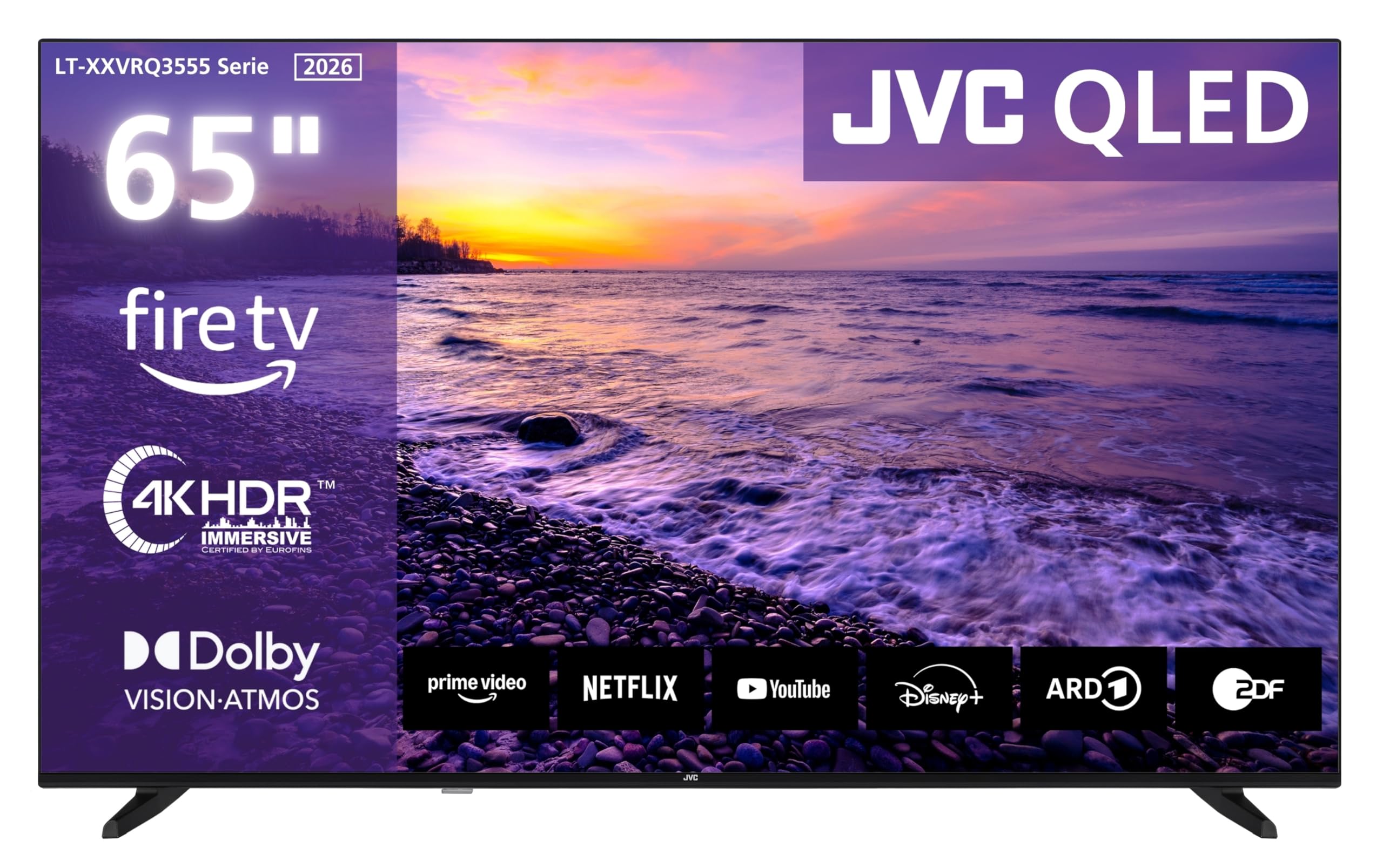JVC TV 65 inch Fire TV 4K QLED Smart TV with Dolby Vision HDR