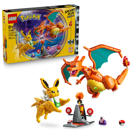 LEGO Pokémon SMART Play: Ultimate showdown between Charizard and Blitza - All-in-1 set with 2 SMART Bricks, 4 Tags, 2 Figures & Charger - Gift for children aged 8 and up - 72167