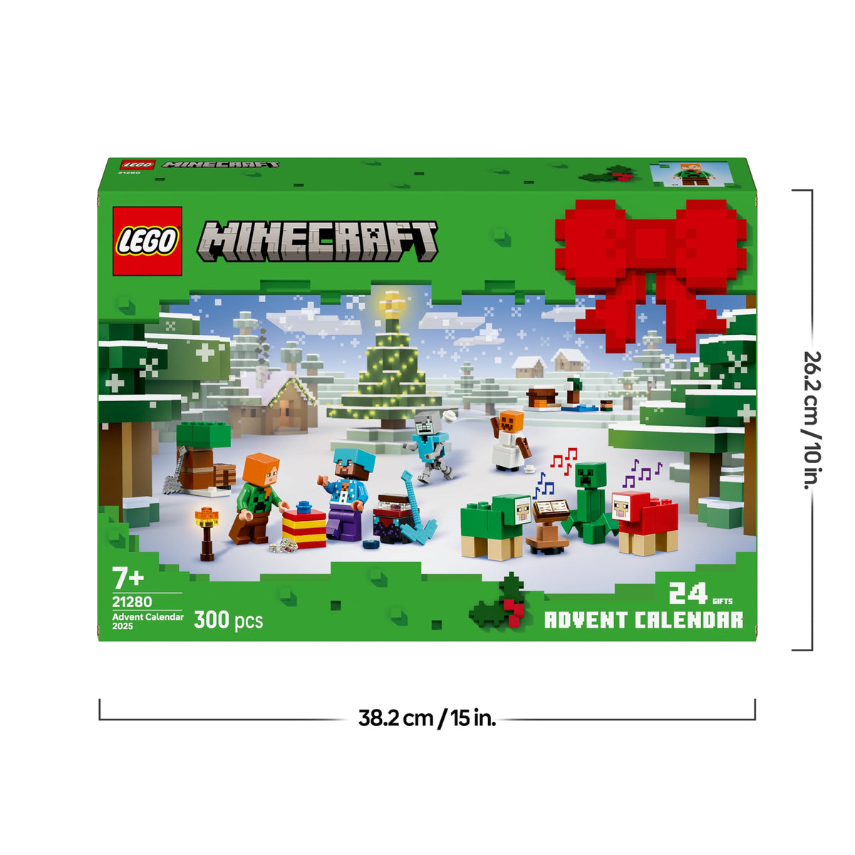 LEGO Minecraft Adventskalender 2025 - Jucărie pentru băieți și fete de la 7 ani - 24 de surprize inclusiv minifigurine și mini-modele - Set de joacă pentru copii - Cadou de gaming pentru Advent - 21280