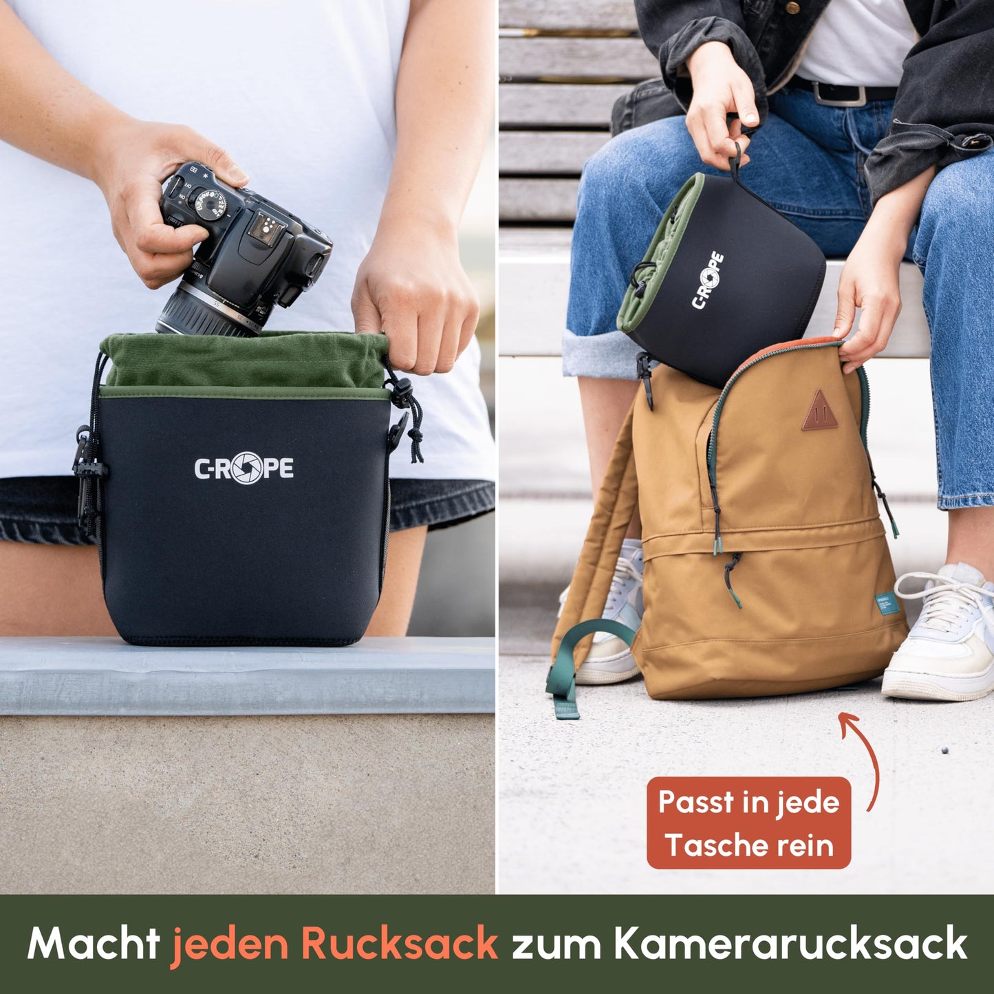 C-Rope Neoprene Camera Bag, Neoprene Bag with Fleece Lining, Water Resistant Camera Accessories - Size S - CRP-CNB-S-BLK-2