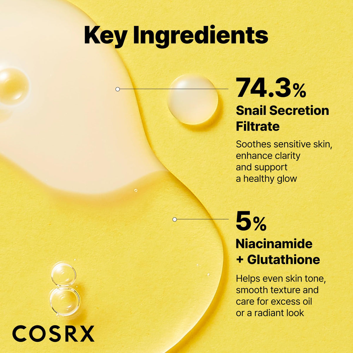 COSRX Niacinamide 5% + Snail Mucin 74% Dual Essence, dark spots & anti-aging face serum for a radiant complexion, hydrating, brightening, Korean skincare, 2.70 fl.oz / 80ml - RLE52053